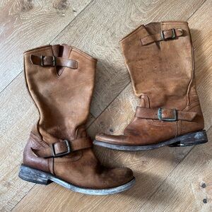 Freebird Brown Leather Buckle Boots